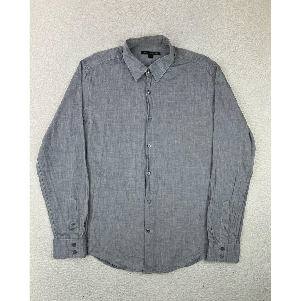 John Varvatos USA Mens Medium Gray Chambray Long Sleeve Button Up Shirt W184U3B